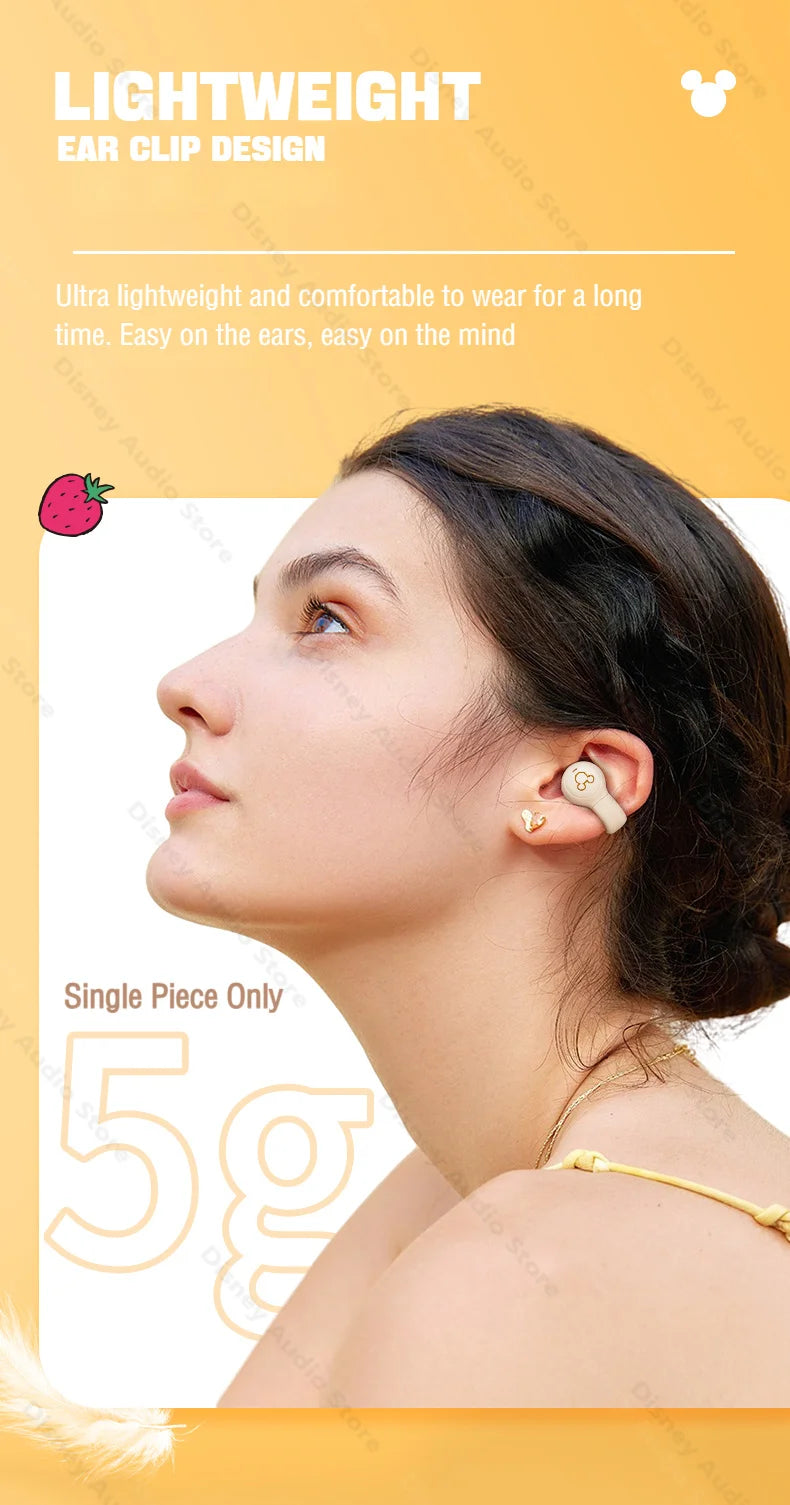 Disney DN12 Earclip TWS Wireless Earbuds HIFI Surround Stereo Bluetooth 5.3 Earphones Sports Gaming Bluetooth Headphone with Mic